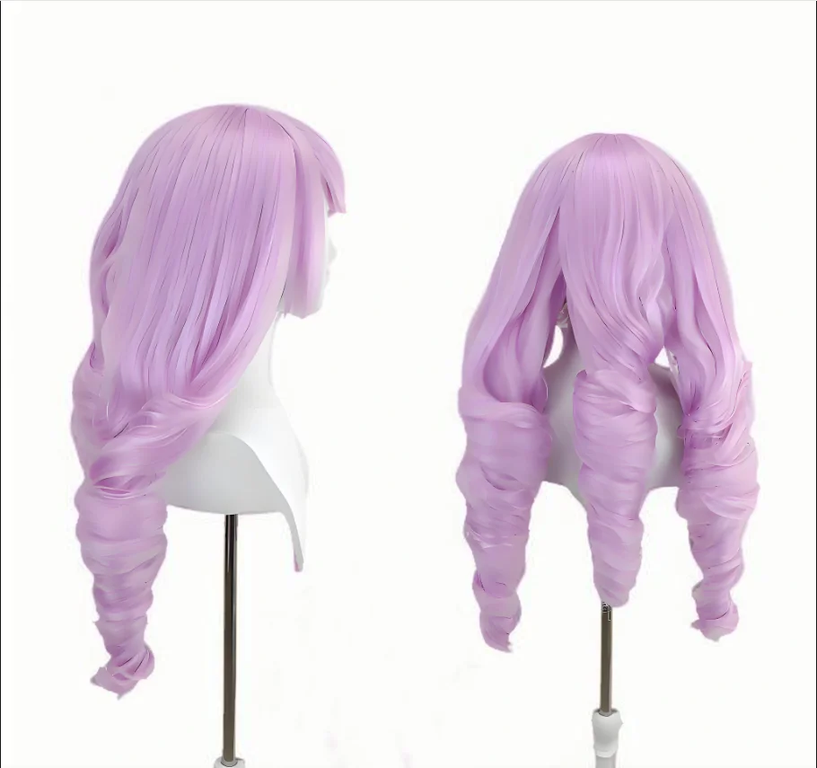 Purple Pink Gradient Cosplay Wig Long Wavy Anime Style Costume Wig Heat Resistant Synthetic Hair for Women Halloween Party