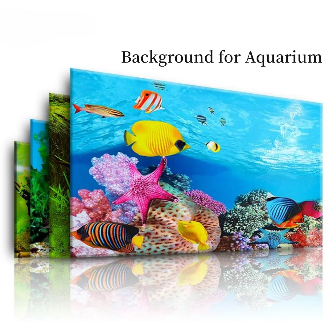 Background Aquarium 3D Sticker Poster Decoration Fish Tank Ocean Plants Double-sided Landscape Aquarium Ornament Accessories