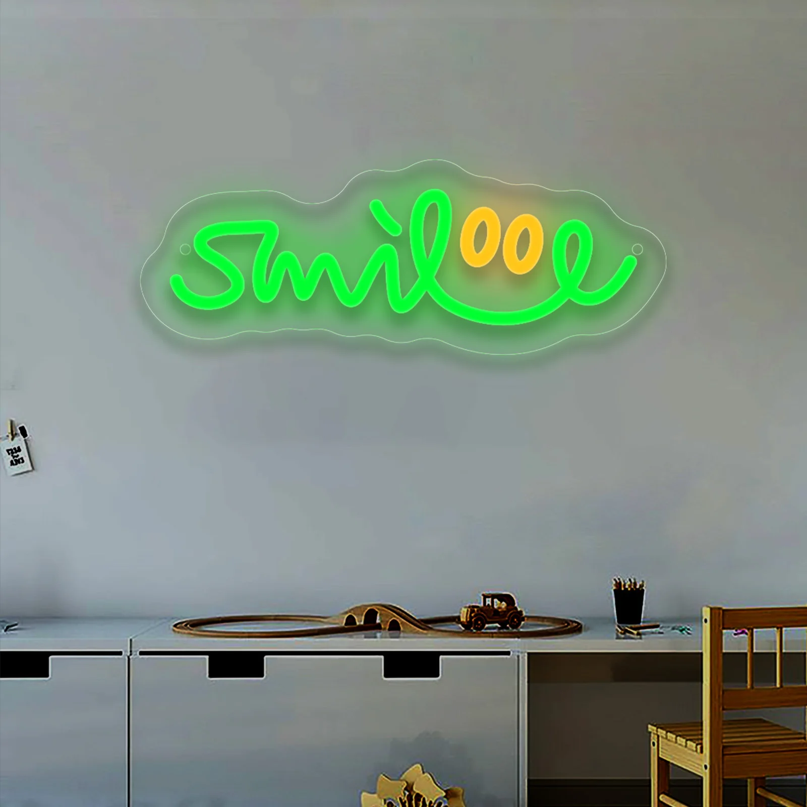 Smile Neon Light Acrylic LED Neon Sign for Bedroom Cafe Milk Tea Shop Store Bar Library Game Room Restaurant Party Wall Decor