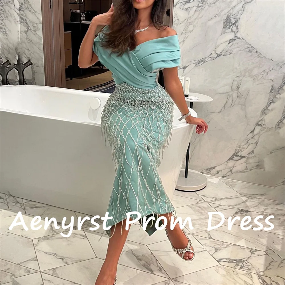 Aenyrst Criss-Cross scollo a V Off spalla abiti da sera a sirena Sexy Backless alla caviglia abiti da ballo personalizzati muslimah