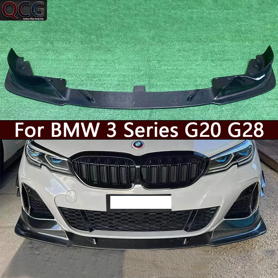 For BMW 3 Series G20 G28 2019-2022 Carbon Fiber Front Bumper Diverter Spoiler Diffuser Front lip chin Car Accessories Body Kit