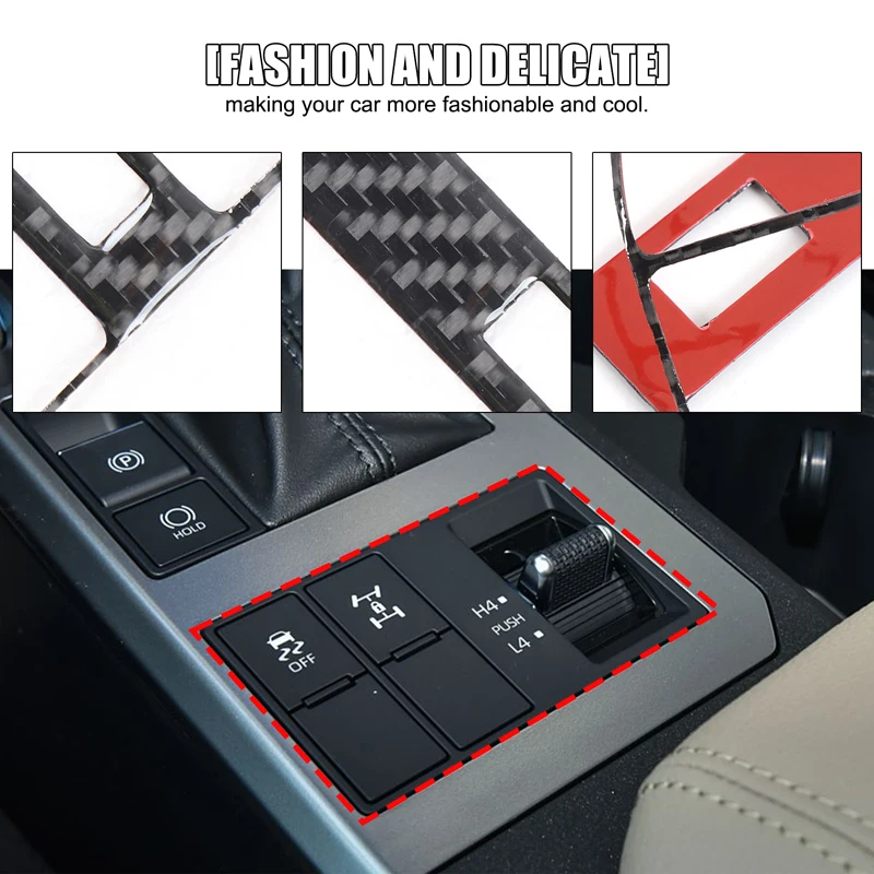 لتويوتا لاند كروزر 250 برادو J250 LC250 2024 2025 لينة ألياف الكربون سيارة والعتاد التحول 4WD وضع التبديل الإطار لوحة الكسوة ملصق