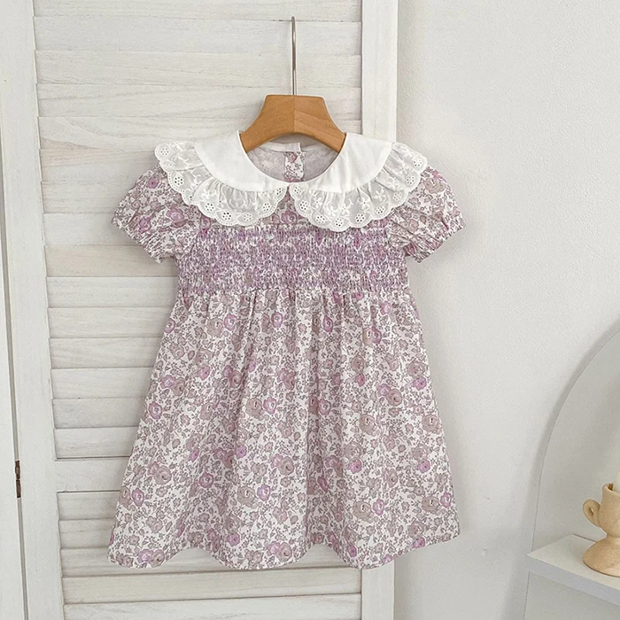 2026 Neue Sommer-Schwesterkleidung 2-6 Jahre Baby Mädchen Partykleid Kurzärmeliges Baumwoll-Blumendruck Kinder Prinzessinnenkleid – Detail 3