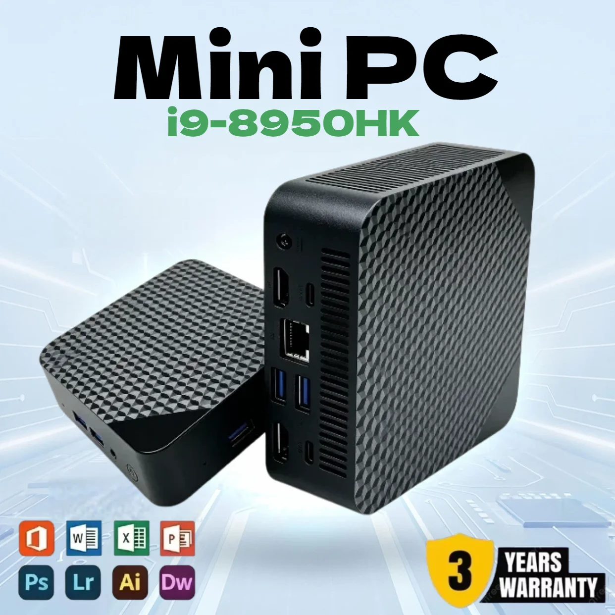 High‑Performance Mini Desktop PC Top Spec i9 8950HK Mini PC 16GB RAM WiFi6 BT5.2 4K Business & Light Gaming