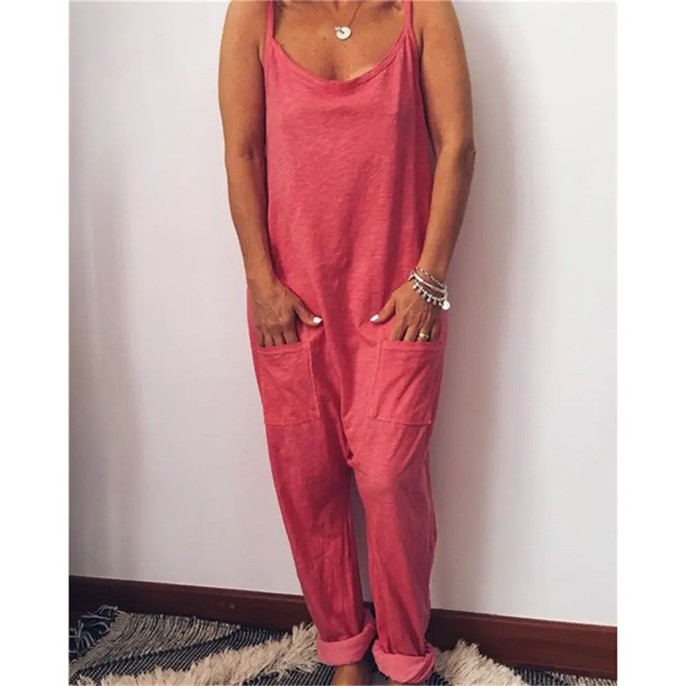 Women Harem Jumpsuit Suspenders Oversized Rompers Streetwear Sarouel Blend Cotton Loose Overalls