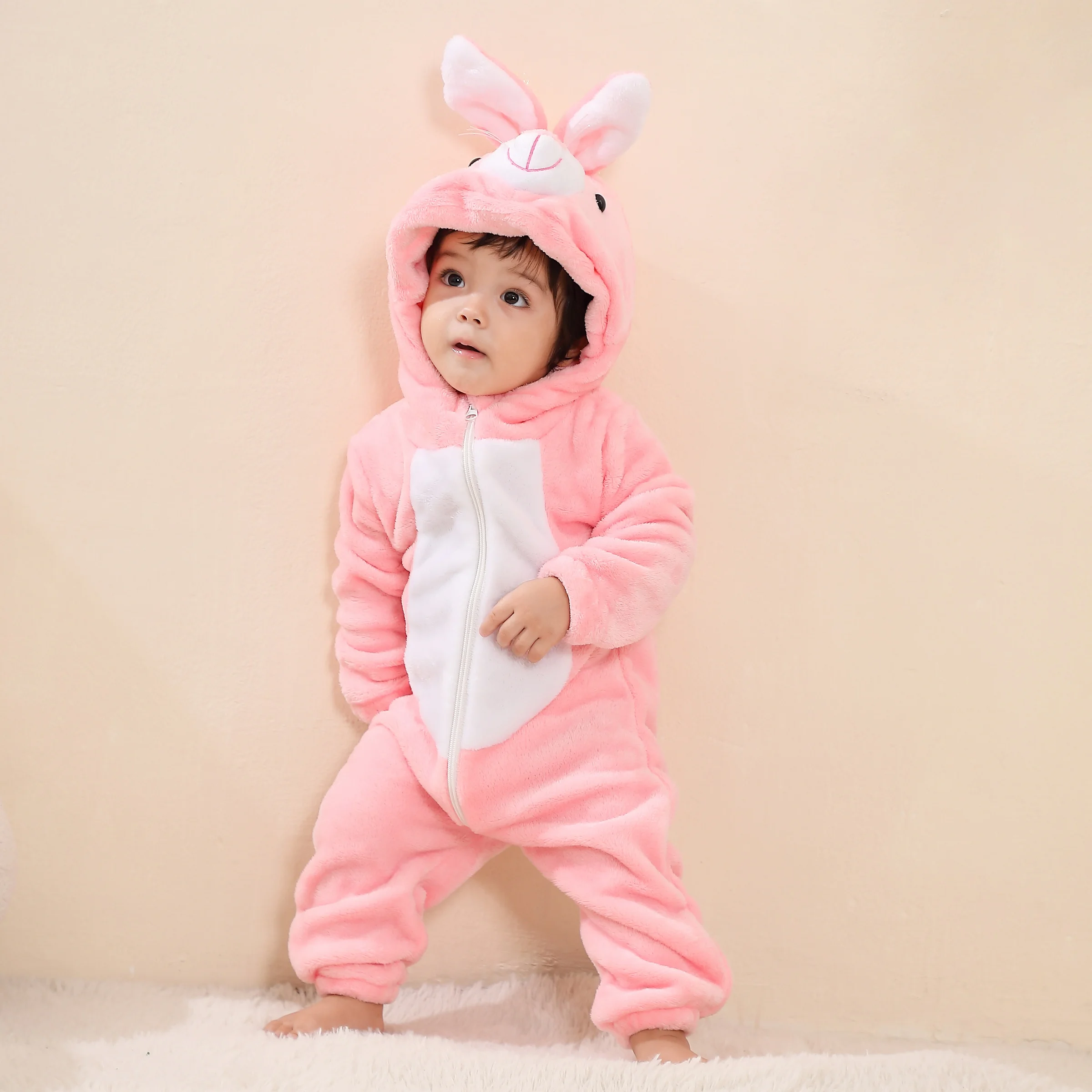 Baby Kigurumi Rabbit Unicorn Cow Cartoon Romper Infant Kids Animal Jumpsuit Toddler Clothes Girls Boys Cosplay Pyjamas Costumes