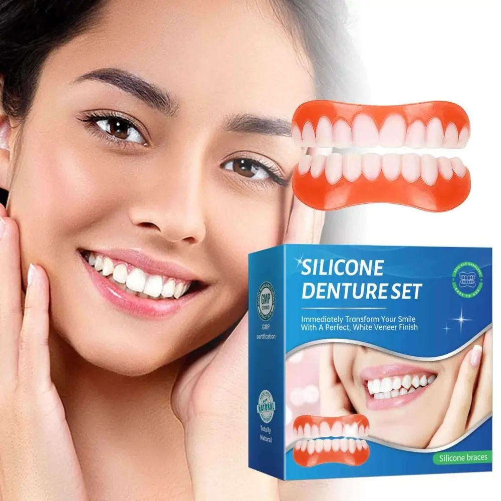 

Мгновенный силиконовый набор зубных протезов Fix Your Smile, мягкий полный набор шпонов для зубов, удобный силиконовый набор зубных протезов для женщин и мужчин