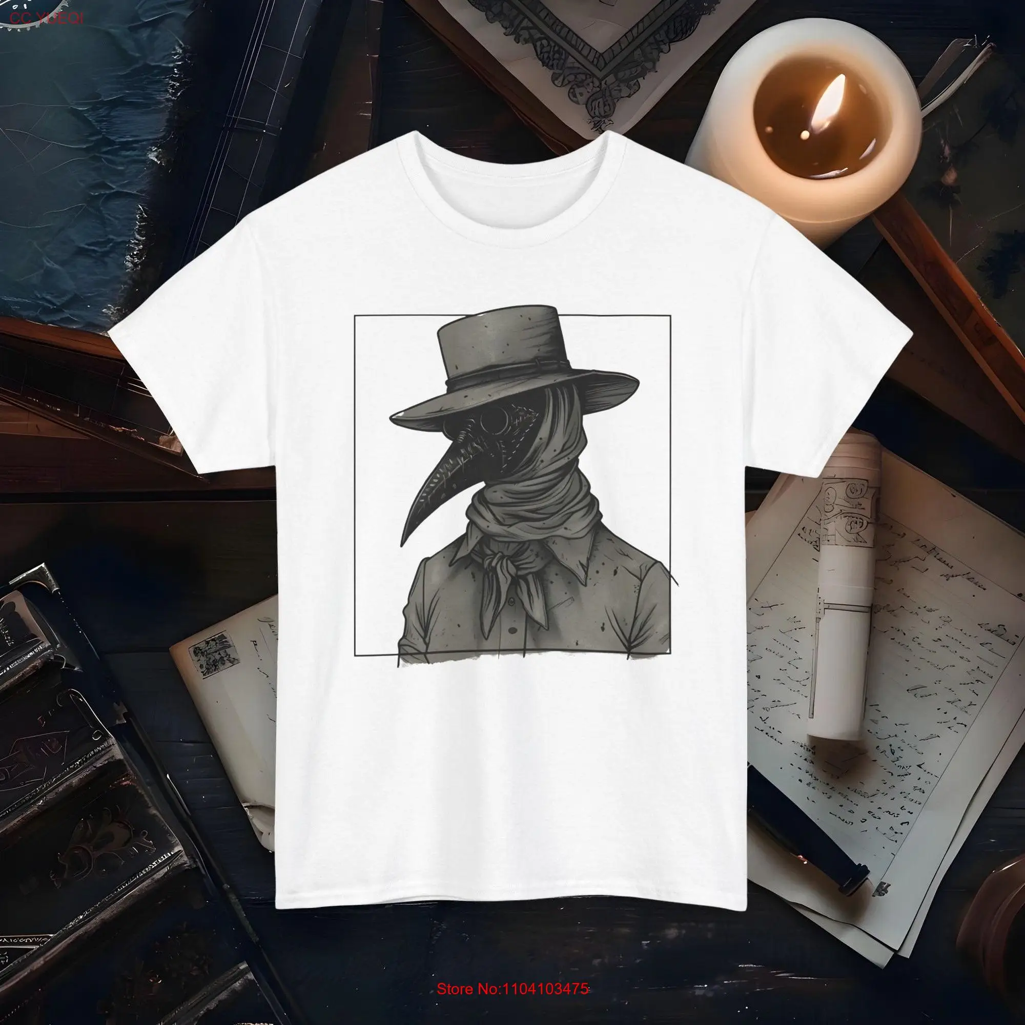 Vintage Plague Doctor T Shirt Gothic Medieval Mask Apparel Historical Artwork Dark Academia Clothing Idea