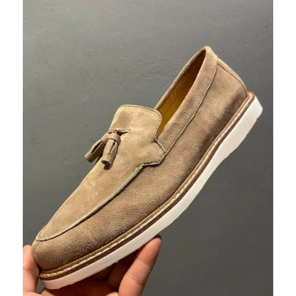 White Stitched Flat Sole Casual Footwear, Soft Moccasin Shoes for Daily Leisure Wear