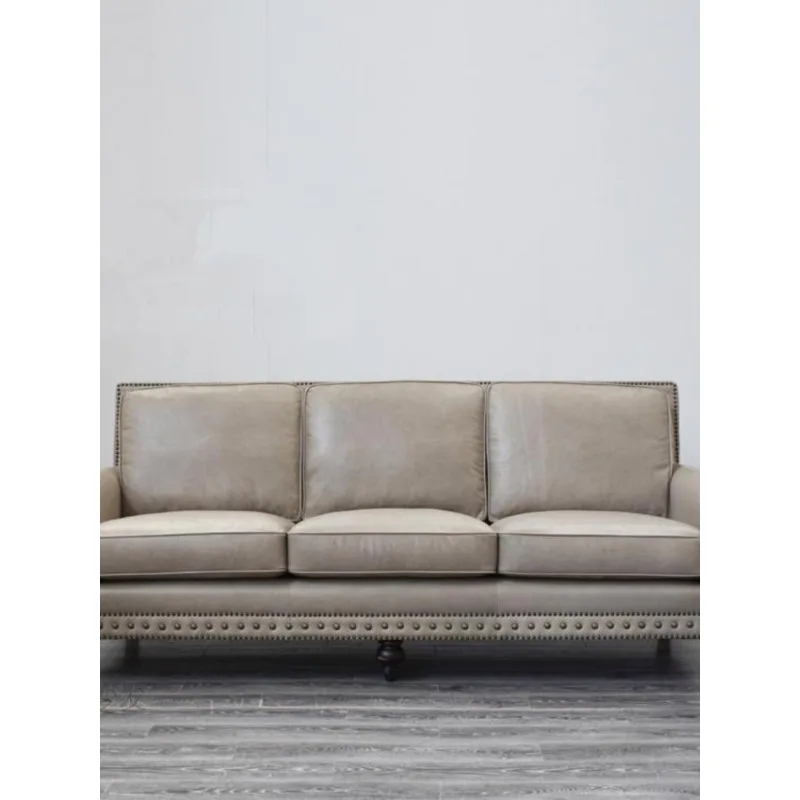 

Leather sofa, first-layer cowhide three-person living room combination furniture