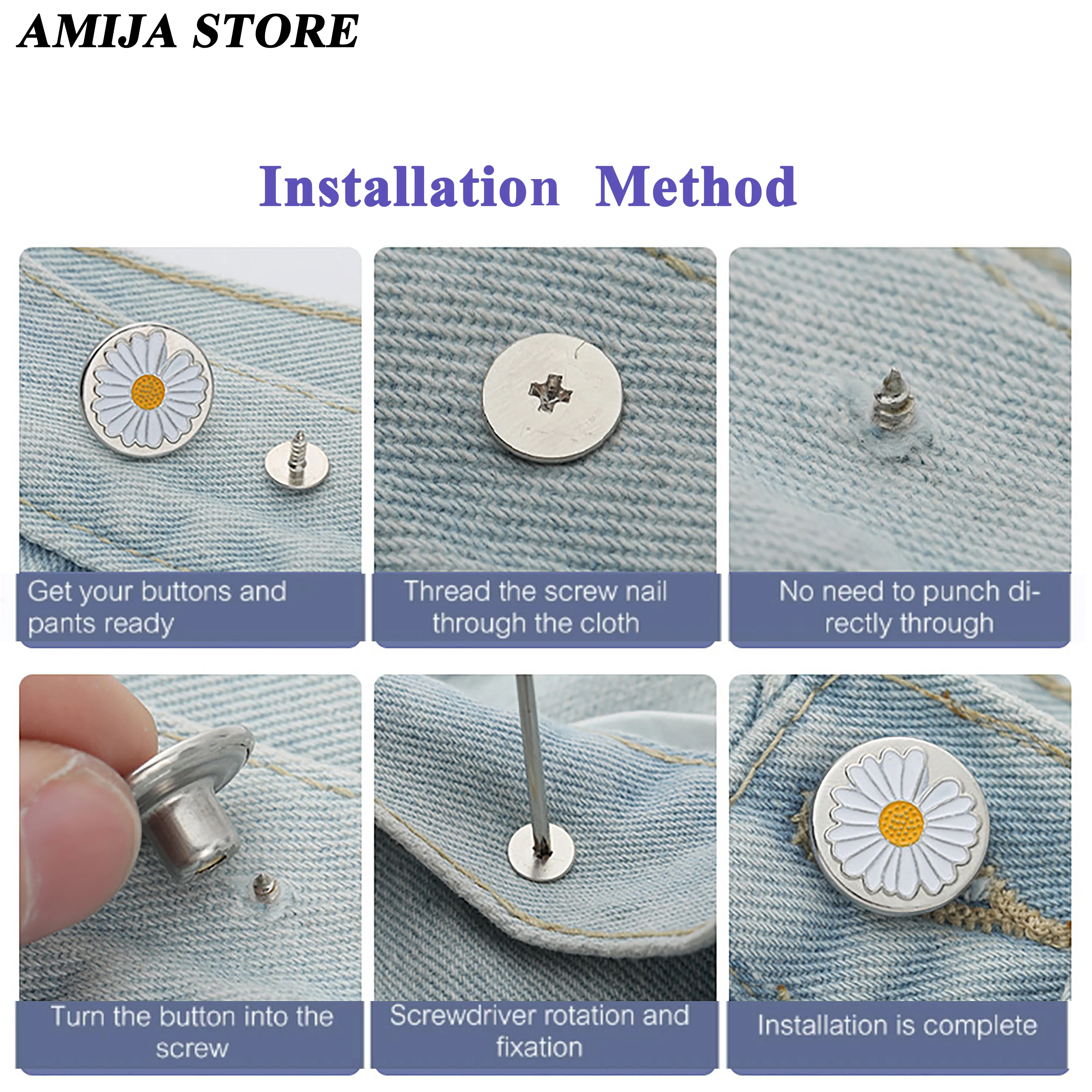 10Pcs Detachable Jeans Screw Button Snap Fastener Retro Metal Button No Sewing Pant Pins Nail Free Adjustable Jeans Alloy Buckle
