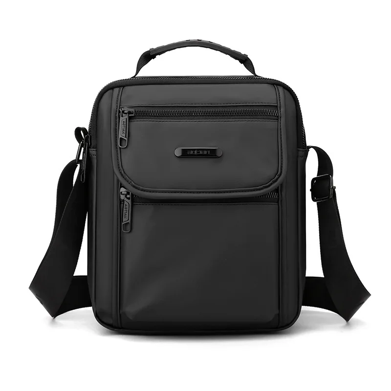 Men Vertical Crossbody Bag Waterproof Oxford Shoulder Pack Male Multi Pocket Handbag With Top Handle Zipper For Business Work