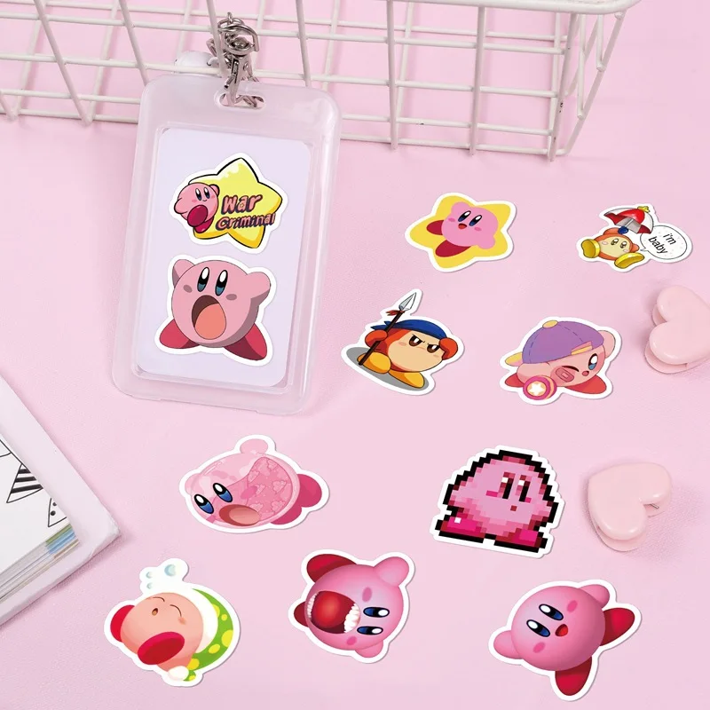 64pcs Star Kirby Sticker Cartoon Anime Water Cup Hand Account Material Cute Mobile Phone Shell Sticker