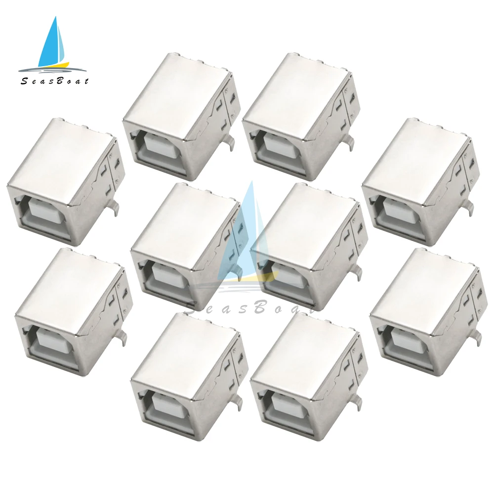 10Pcs 30V 1.5A Square USB Socket USB B Type Female 90 Degree Connector Soldering PCB Connector For Printer Data