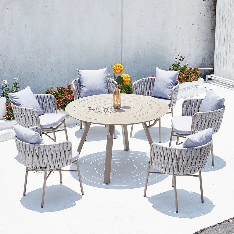 

Factory direct sales waterproof rattan table chair aluminum alloy backrest chair New Delhi outdoor sofa chair