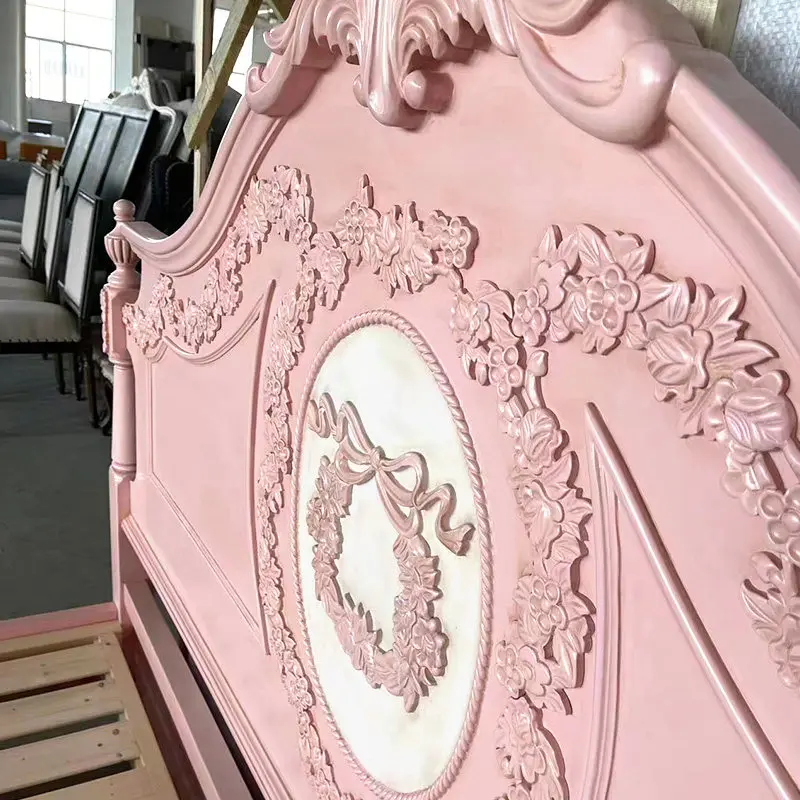 Princess bed girl European simple daughter bed single bed all solid wood children's room girl pink little girl