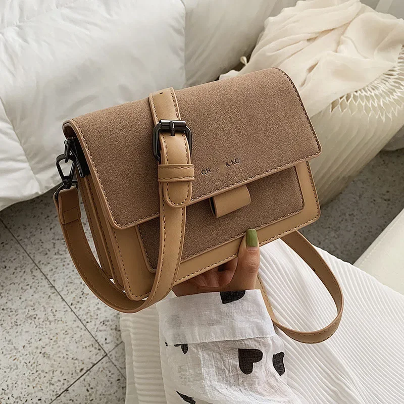 Vento Marea Beige Crossbody Bag for Women 2023 New Small Flap Purse Wide Strap Leather Shoulder Bag Vintage Girl Phone Messenger