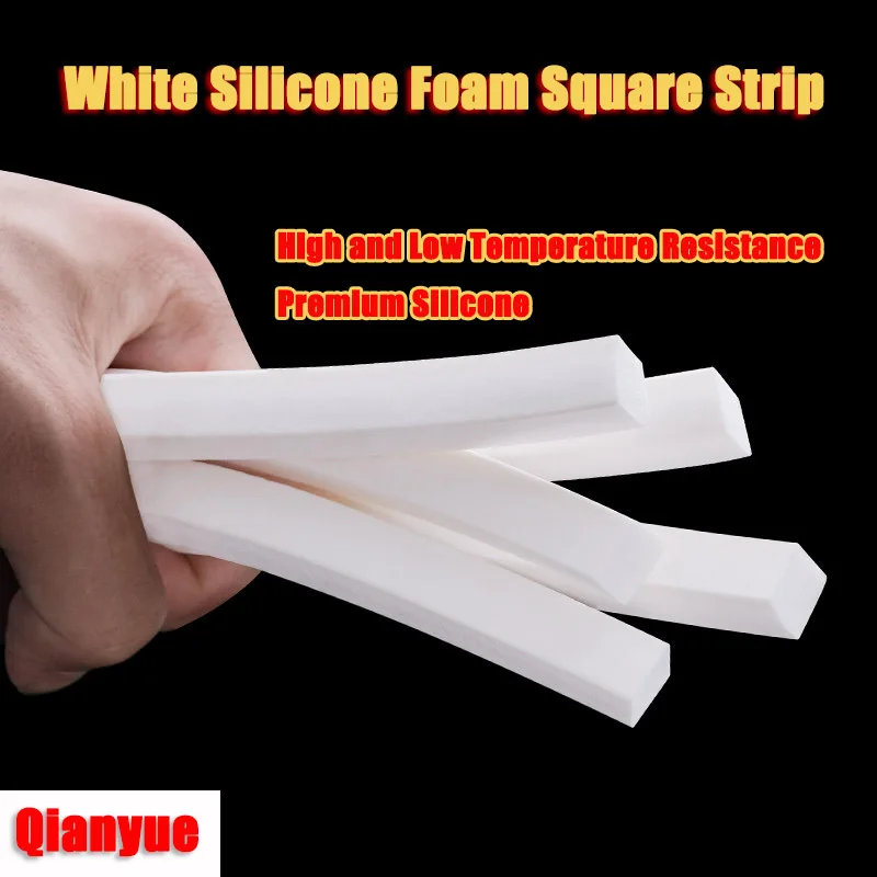 White Silicone Foam Square Strip - High Temp Resistant Soft Sponge Seal for Anti-Freeze/Weatherproof (Custom Sizes)