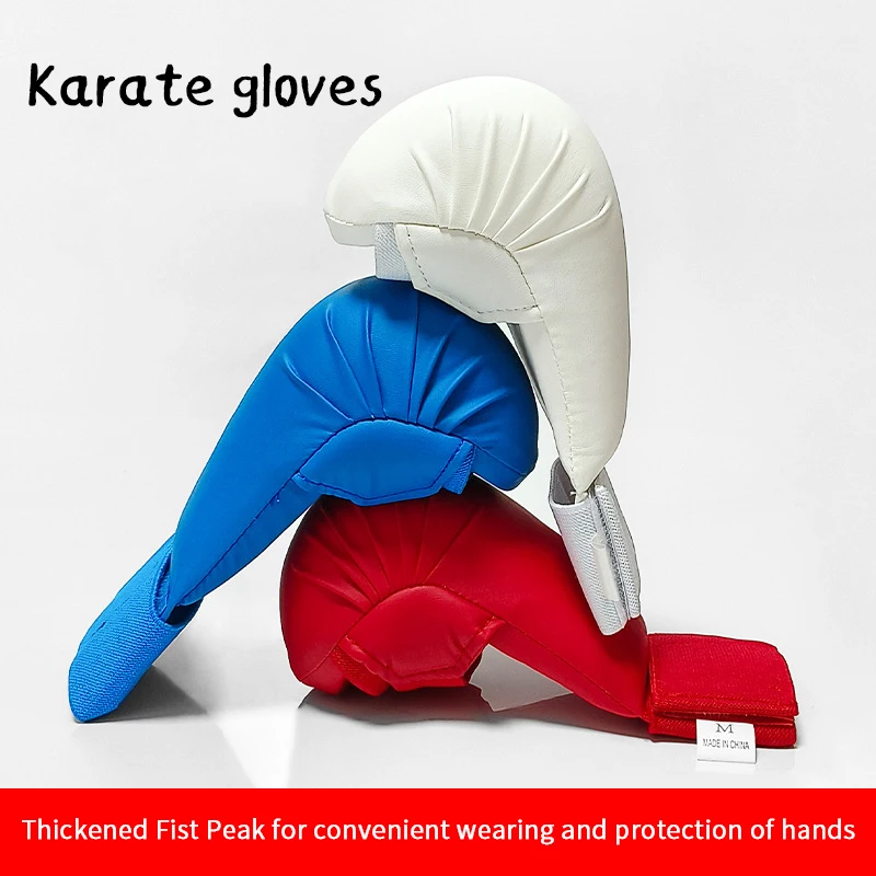 Karate Gloves Fingerless Karate Martial Arts Training Gloves PU Leather Thickened Protection Widened Wristband for Child Adults view 4