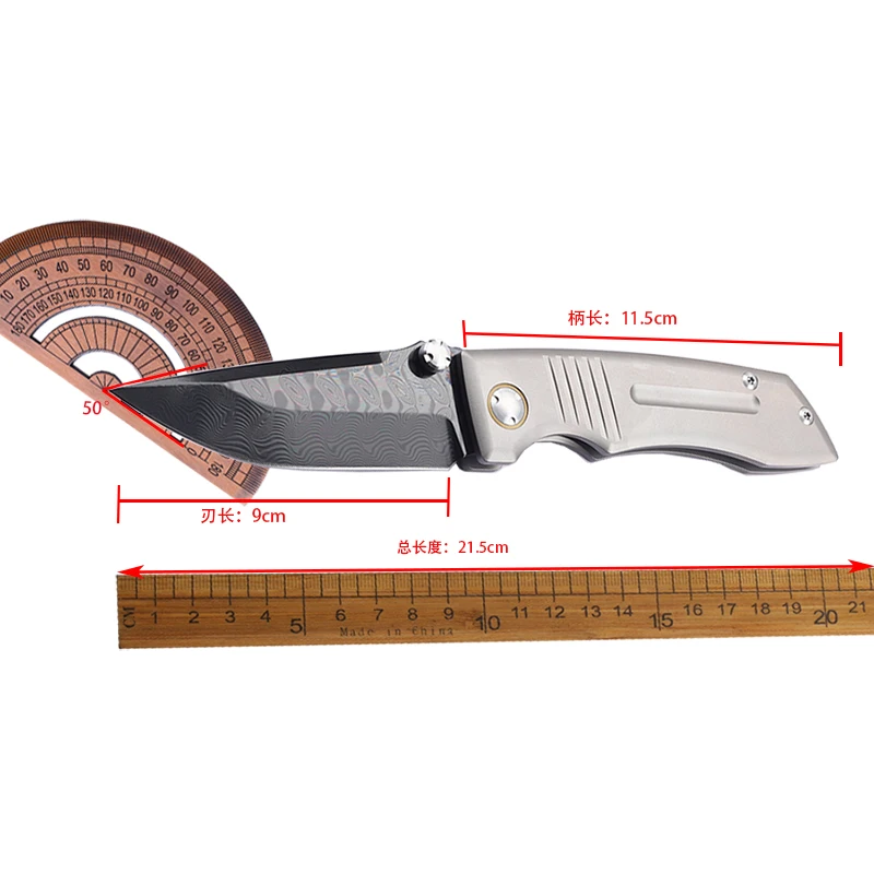 

Складной нож для выживания на природе с DLC-покрытием, сталь VG10/Дамасская сталь, рукоять из титанового сплава, портативный инструмент для кемпинга и походов