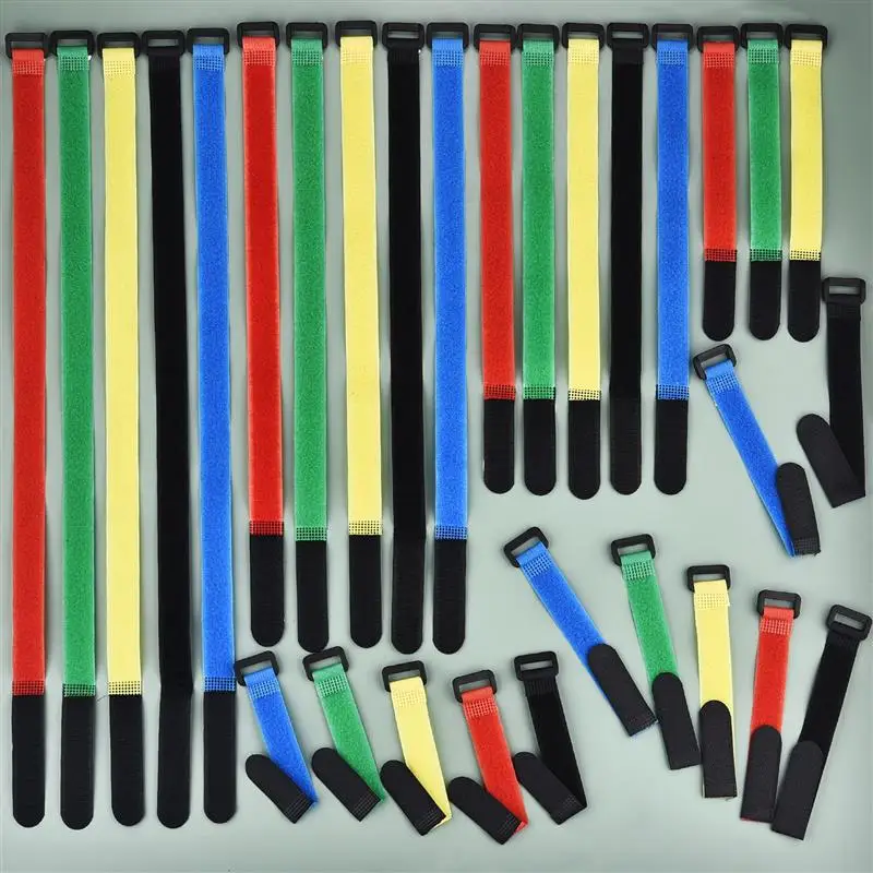 Image of 10 teile/los 15-50cm wieder verwendbare Hakens ch laufe Nylon bänder rückwärts farbiges Befestigungs band selbst klebende Kabelbinder wickeln Bündel feste Krawatten