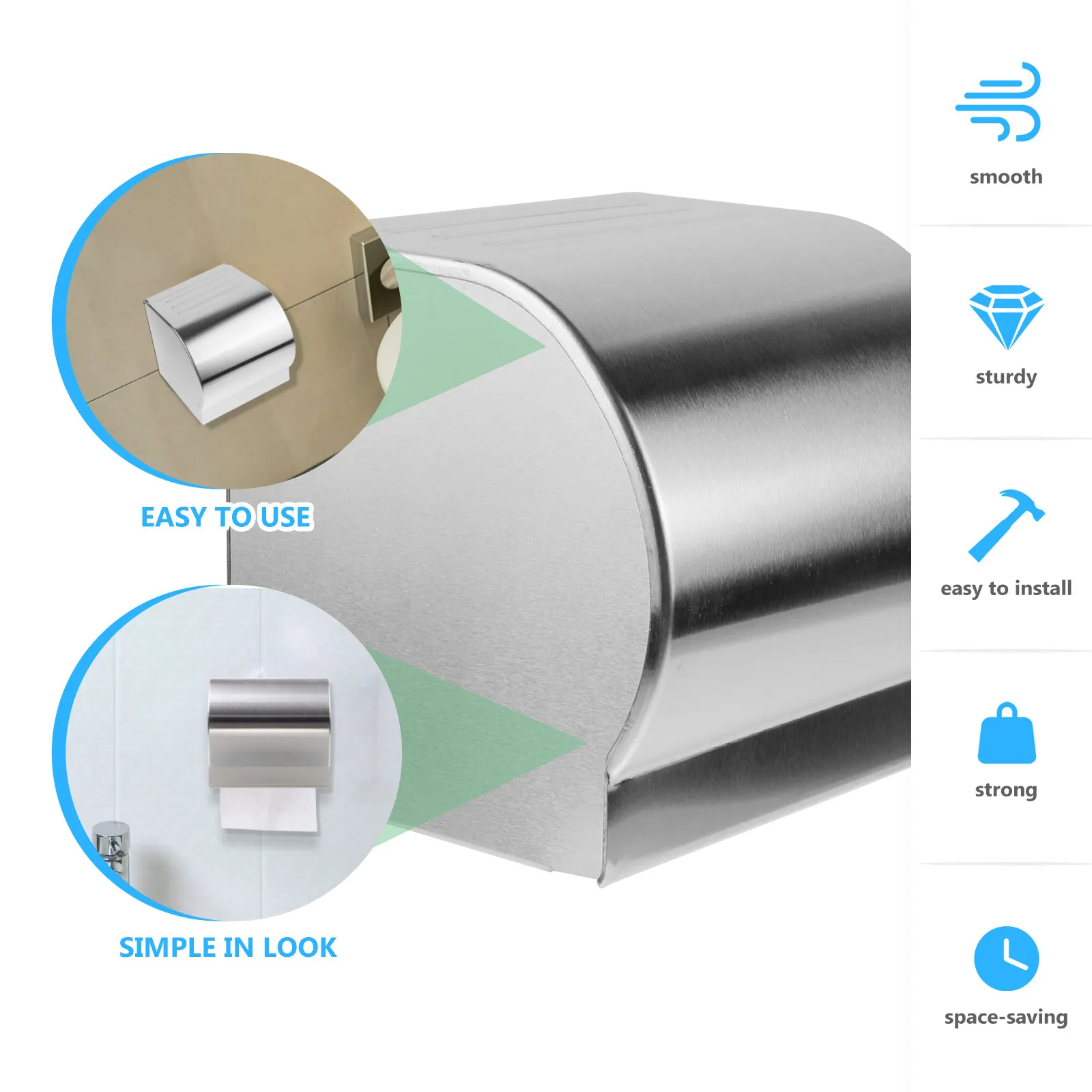 Toilet Paper Holder Rack Wall Mounted for Bathroom Kitchen Hotel Moisture Resistant Strong Stable Easy Install Smooth Edge Safe