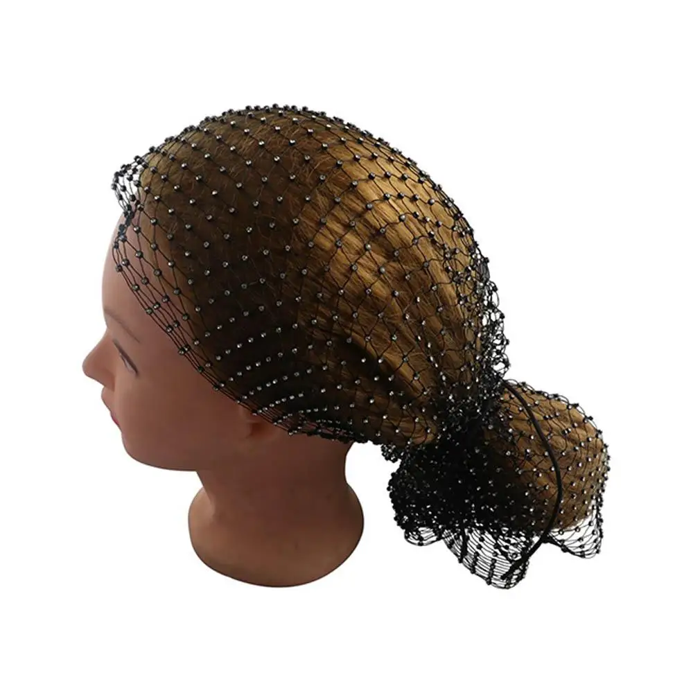 Hollowed Out Girl Hair Accessories Hair Nets Summer Bling Turban Women Hair Scarf Rhinestone Headband Mesh Head Scarf Cap