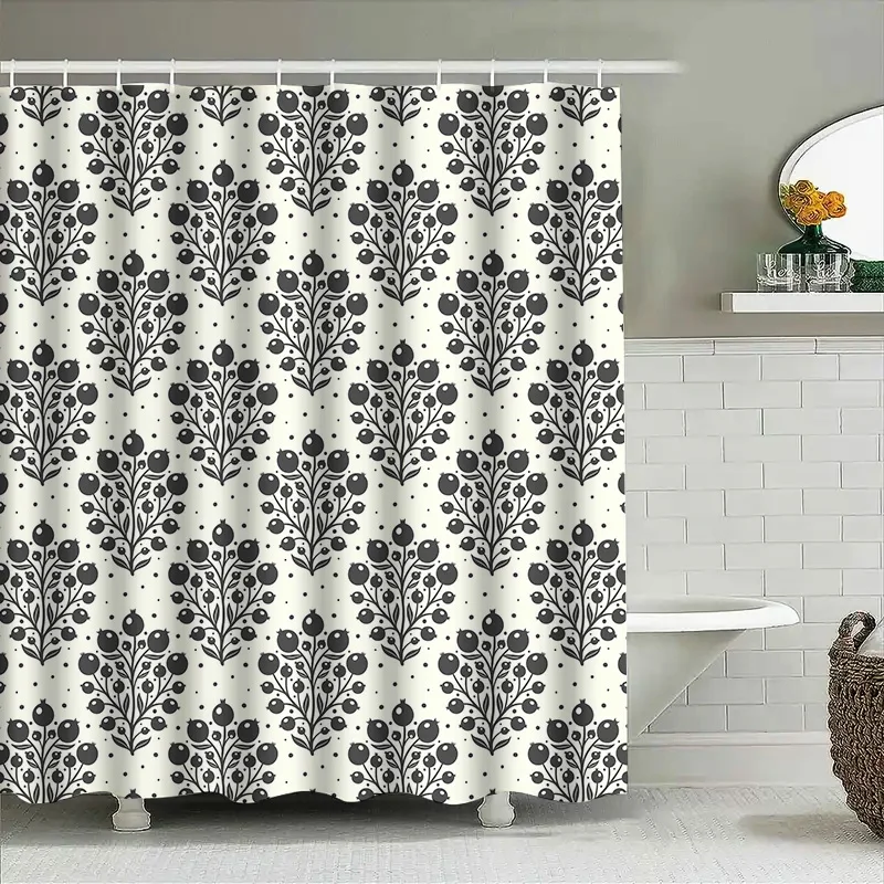 

Классическая черно-белая занавеска для душа с цветочным узором для декора ванной комнаты, удлиненный размер 72 x 84 дюйма / 180x213 см (набор входит Tw
