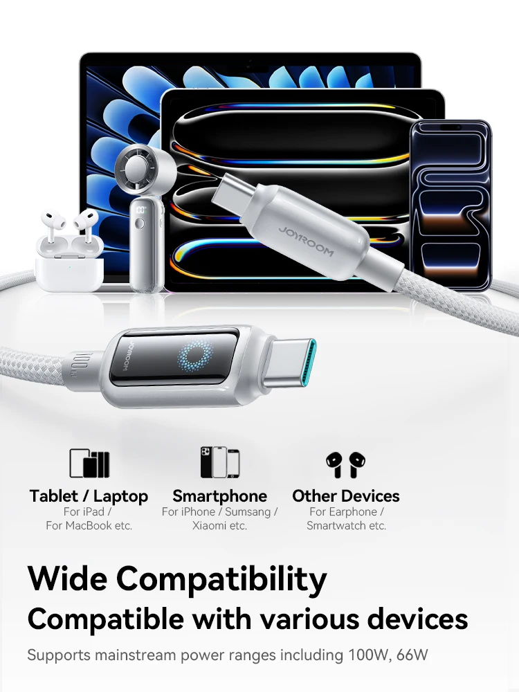 Joyroom 100W USB-C Cable with Auto Power-Off and Fast Charging 5