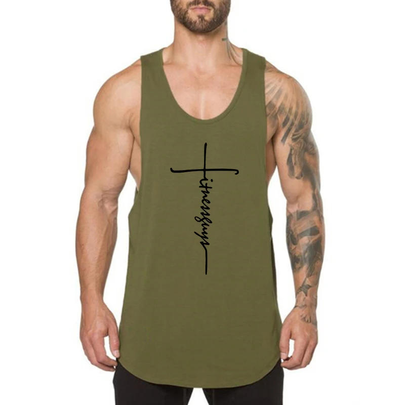 Fitness Guys Running Vests Men Bodybuilding Stringer Tank Tops Summer Cotton Fashion Casual Singlets Muscle Gym Sleeveless Shirt