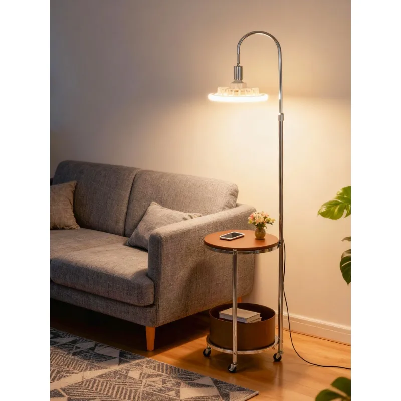 

Fan floor lamp living room bedroom mobile sofa next to a few modern premium shelves
