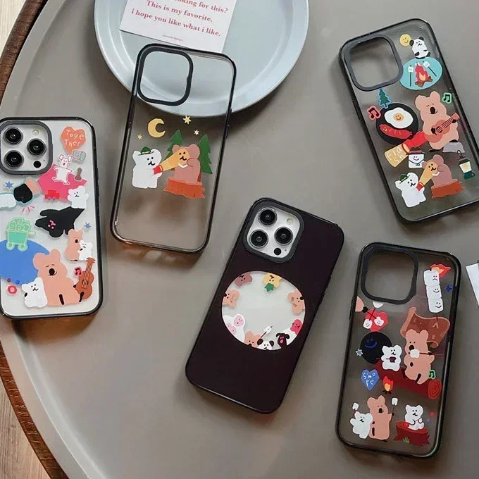 2.0 Acrylic Upgrade Border Koala Phone Case Cover for iPhone 11 12 13 14 15 16 Pro Max Case for iPhone 16 ProMax