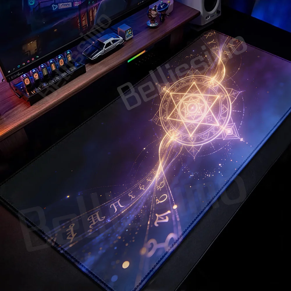 Purple Gold Cosmic Tarot Magic Gaming Mouse Pad XXL Astrology Aesthetic Mousepads PC Rubber Deskmat Non-Slip Office Accessories