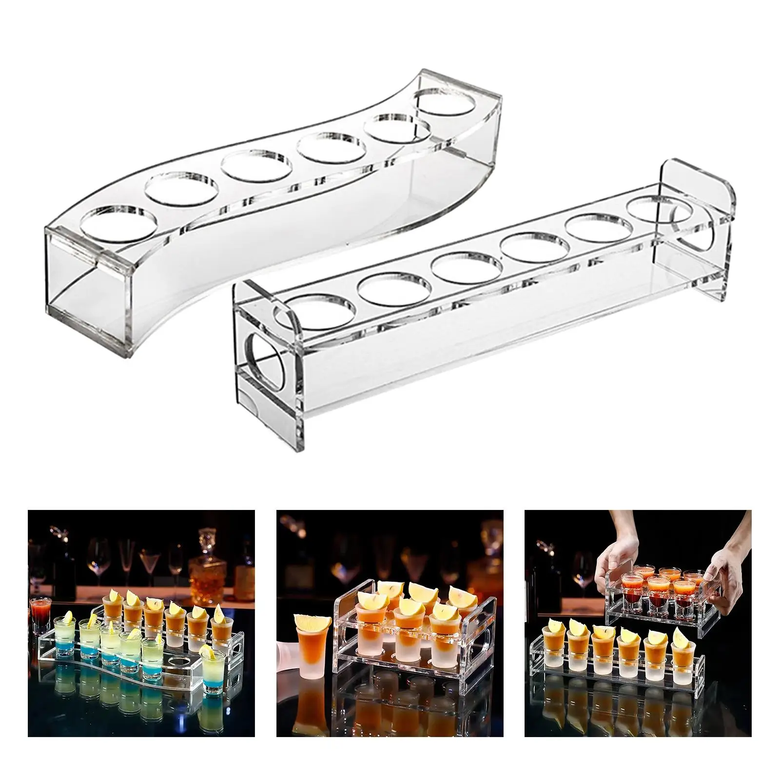 حامل تخزين للتخزين من الزجاج اللامع، صف واحد، 6 فتحات لبار القهوة