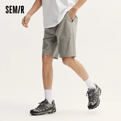 Semir Pants Men Casual Mid-Length Pants 2024 Summer New Loose-Fit Straight-Leg Five-Inch Shorts Solid Color With Drawstring