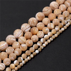 Natural Round Trochus Shell Bead 4 6 8 10 12mm Smooth Mother Of Pearl Seashell Beads For Summer Jewelry Making Necklace DIY 38CM