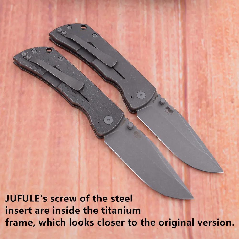JUFULE جديد PM Mac2 3.5 "60 + HRC VG10 شفرة التيتانيوم مقبض السيراميك تحمل جيب EDC أداة التخييم الصيد في الهواء الطلق سكين للفرد