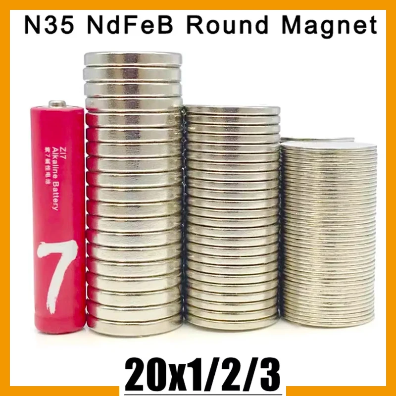 20x1mm 20x2mm 20x3mm 5/10/20/50/100Pcs Dia 20 Round Strong N35 Neodymium Magnetic Steel Magnet Imanes 20*1 20*2 20*3 mm Magnet