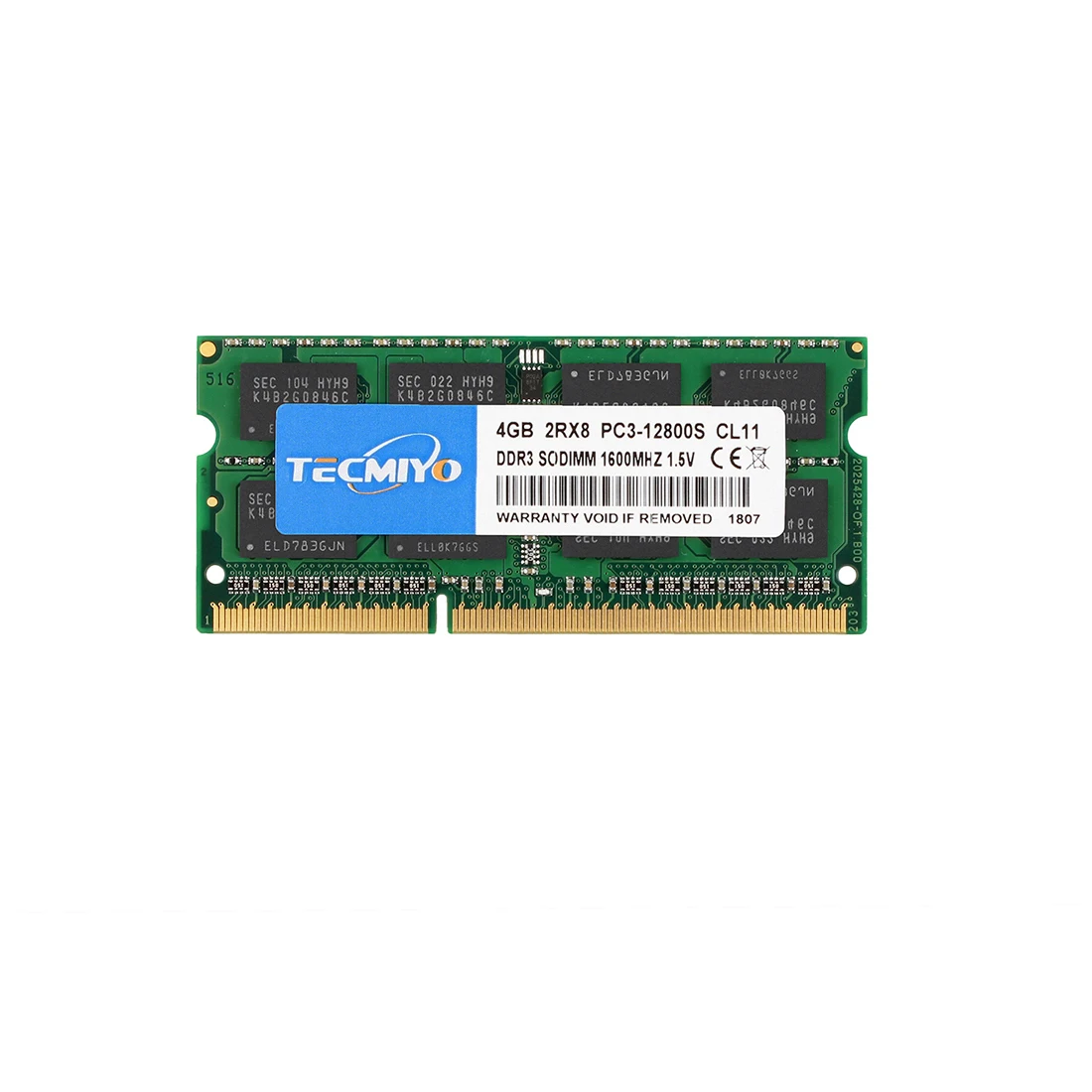 Tecmiyo 4 ГБ DDR3 ПАМЯТЬ для ноутбука, ОЗУ для ноутбука, 1600 МГц SODIMM 2RX8 1,5 в CL11 для ноутбука Intel AMD-зеленый