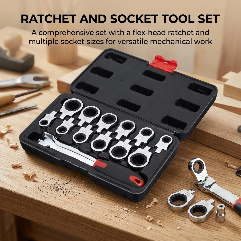 Professional Ratchet Wrench Set Versatile for Auto Repair Home Maintenance Alloy Steel Reversible Box Wrench Tool Kit Durable