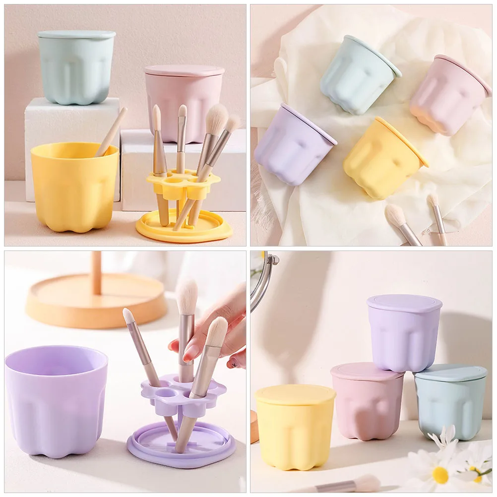 

2 Sets Scrub Box Brush Makeup Brushes Eyeshadow Cleaner Bowl Cleaning Silica Gel