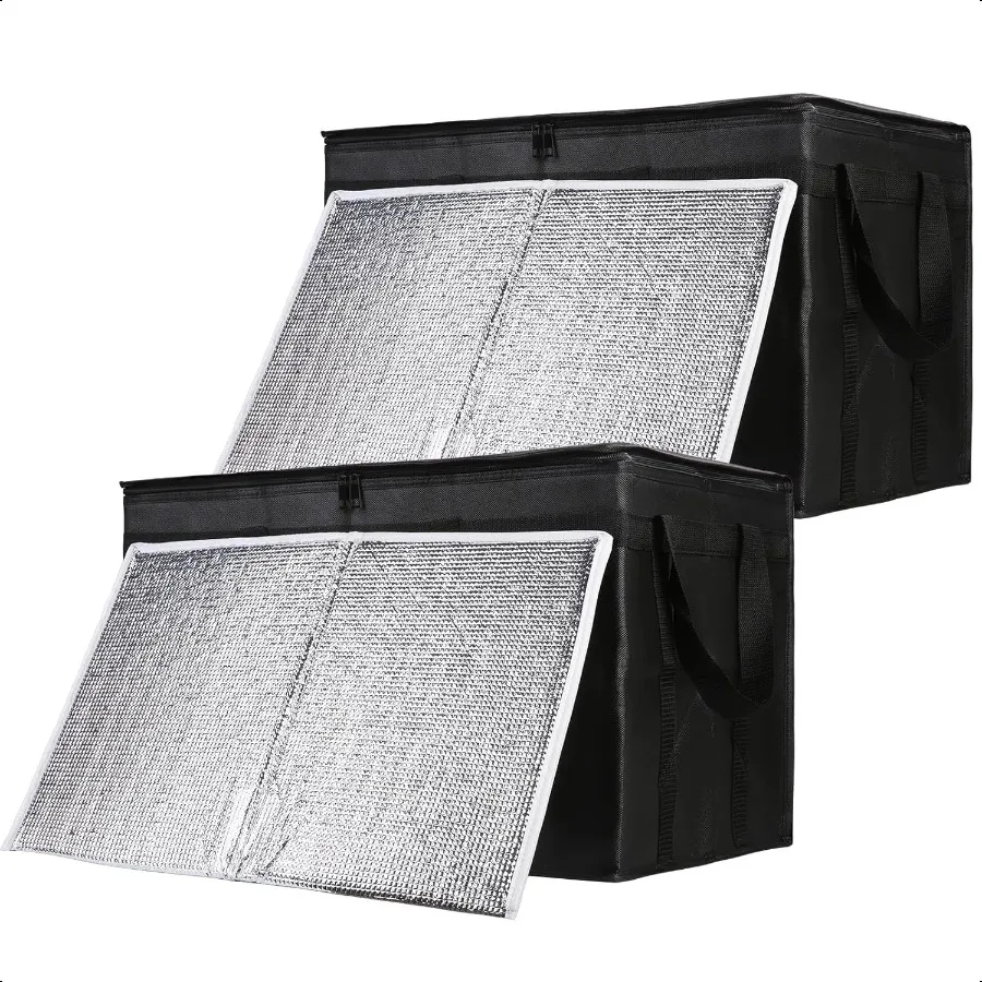 

2Pack Insulated Food Delivery Bag with Hard Bottom XXXLarge Commercial Food Warmer Insulated Reusable Grocery Cooler Hot Bags T