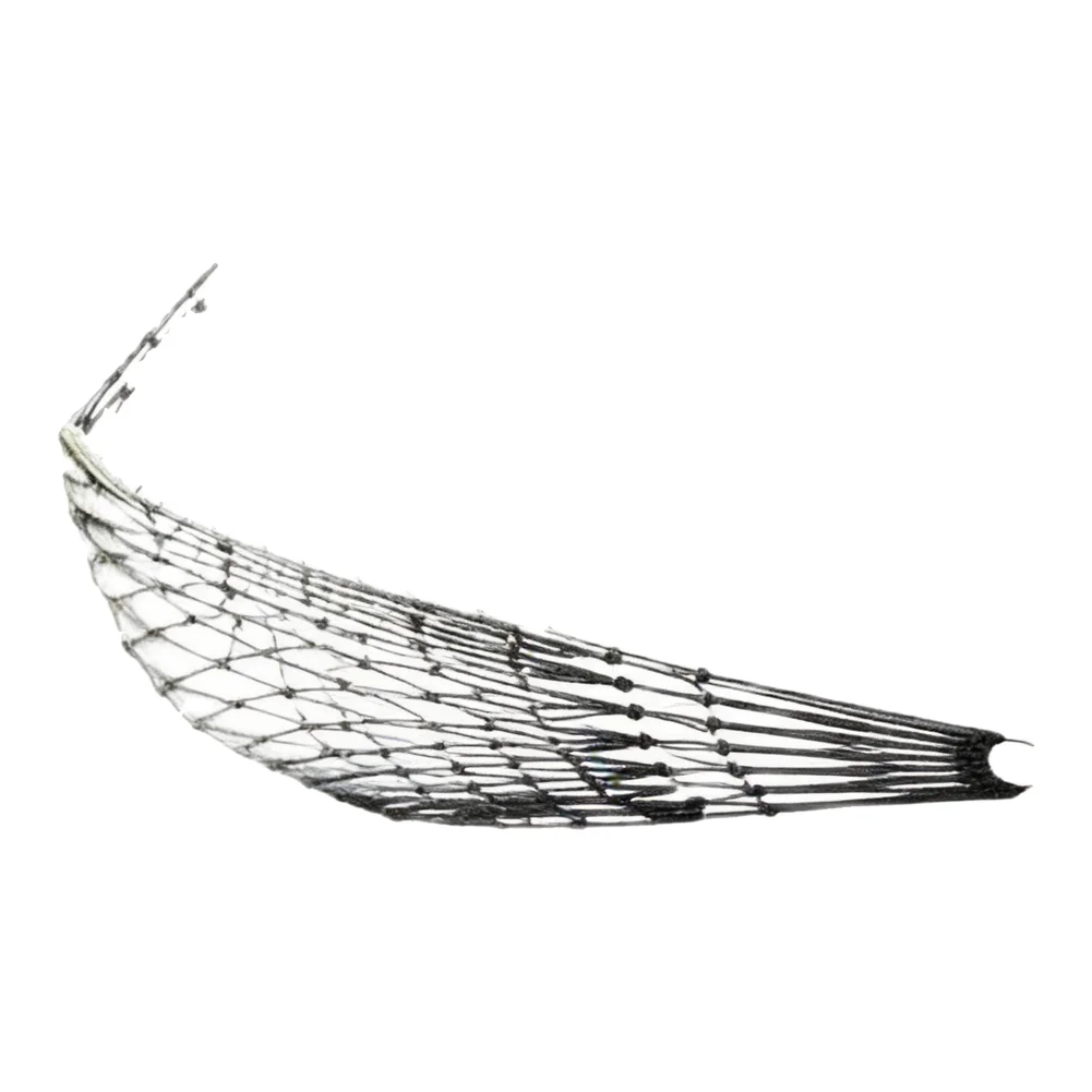 Flexible and airy net bed for temporary rest in nature built with abrasion resistant nylon strands for repeated field usage