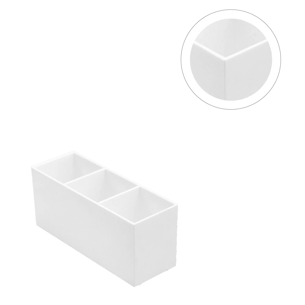 ที่ใส่แปรงอะคริลิค 1 ชิ้น แบบสามช่อง กล่องจัดระเบียบเครื่องสำอางบนโต๊ะ กล่องเก็บปากกาแต่งหน้า ดินสอเขียนคิ้ว ลิปสติก