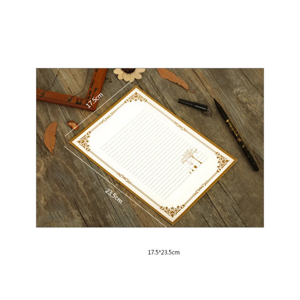 8Pcs Kraft Vintage Letter Writing Paper Set 2 Patterns Floral Design Smooth Writing Stationery Paper Letter Sets