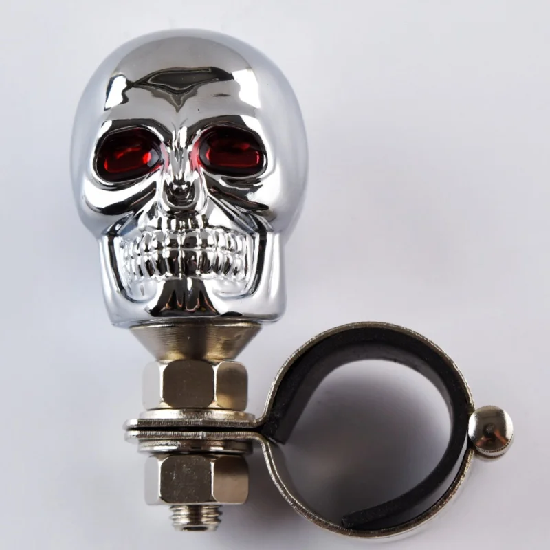 Uniwersalny aluminiowy uchwyt na kierownicę z motywem czaszki, wspomaganie kierownicy samochodowej.