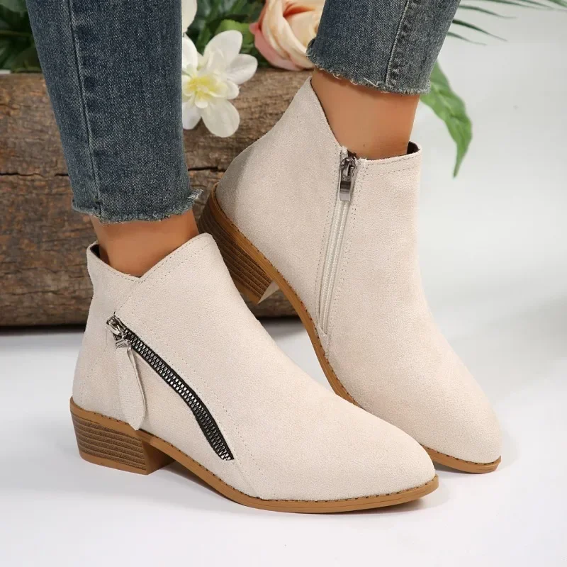 Women Ankle Boots  Autumn Low Heels Boots Platform Sexy Ladies Khaki Pumps Boots Shoes 2023 New Winter Womens Boots