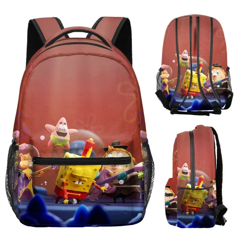 SpongeBob Kawaii plecaki dziewczęce chłopięce tornister o dużej pojemności dwustronny nadruk plecak szkolny Cartoon torby na laptopa Mochila