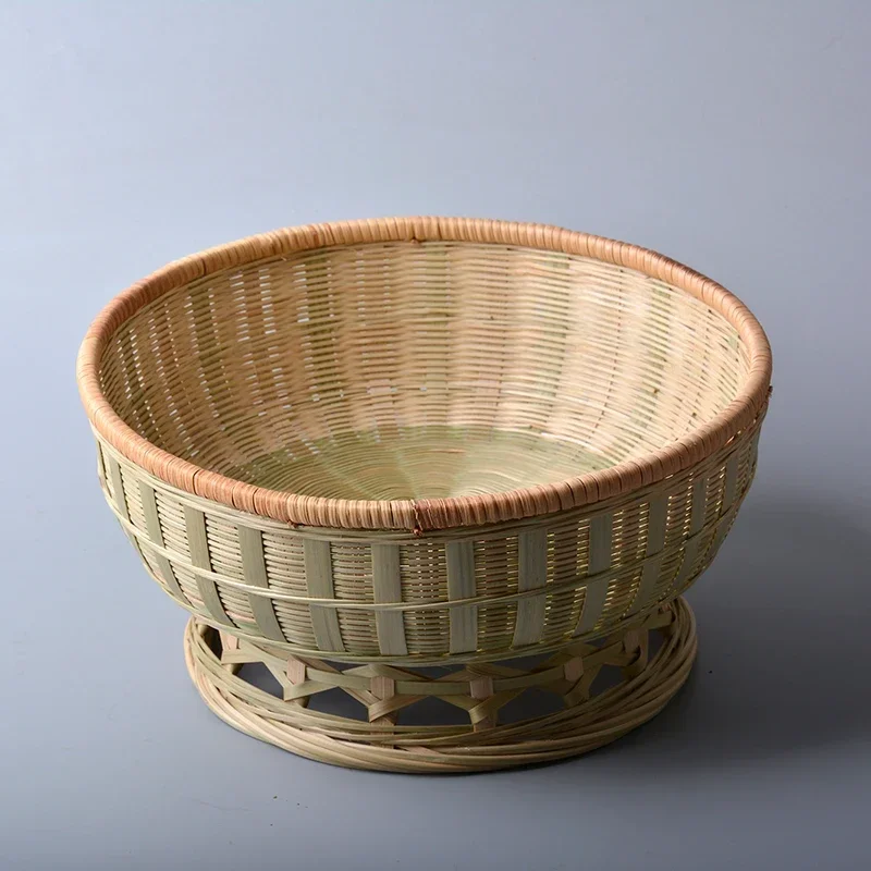 Bamboo woven products handmade round steamed bread baskets household kitchen storage baskets fruit bowls Shaiji farm fruit baske