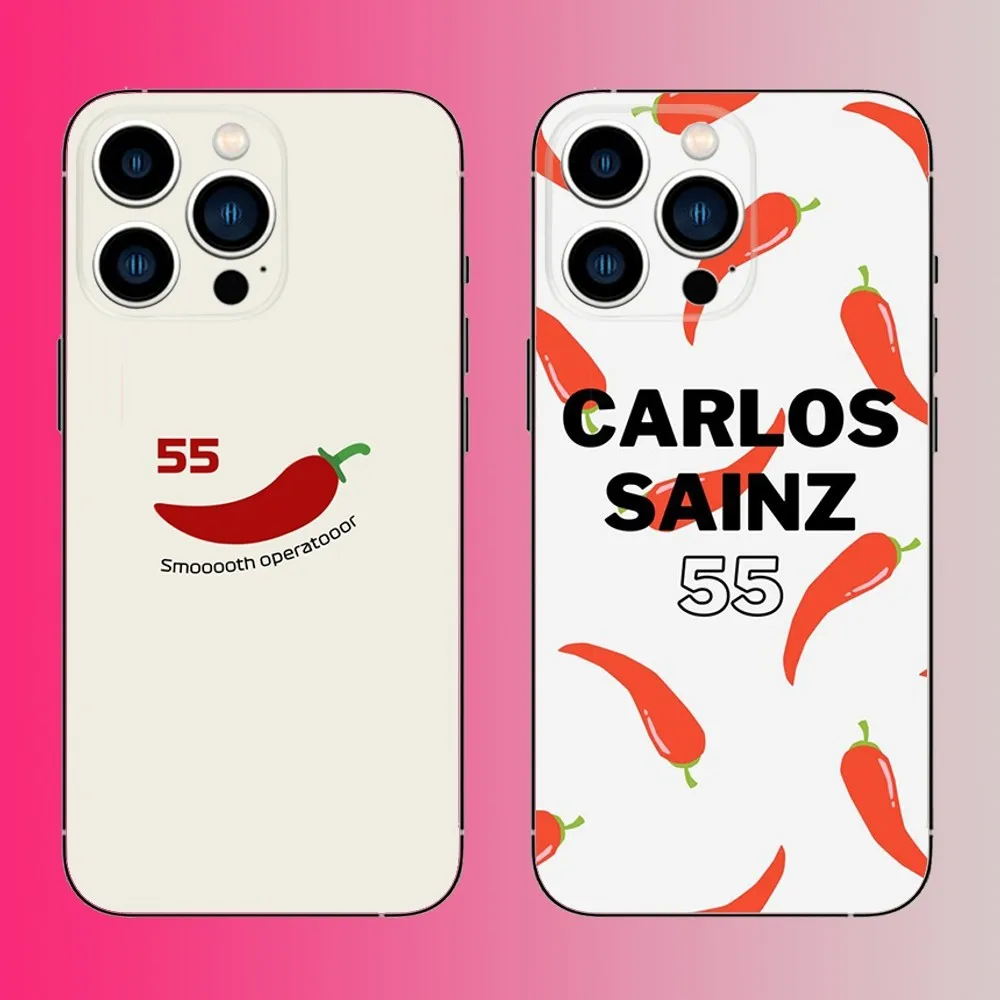 F1 55 Chili Logo C-Carlos S-Sainz Phone Case For iPhone 16,15,14,13,12,11,Pro,Max,Plus,Mini,X,XS,XR,8,7,6,S,SE Soft Black Case